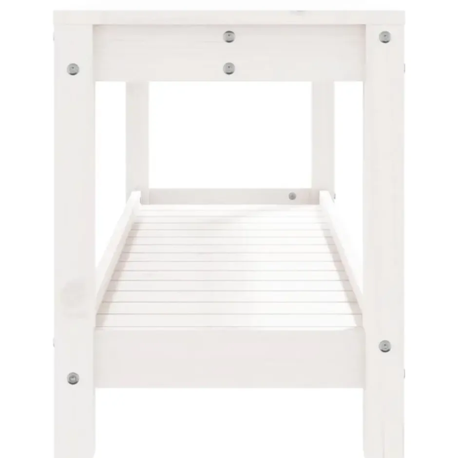 vidaXL - Tuinbank met opbergruimte - Wit - Massief grenenhout - 108x35x45 cm