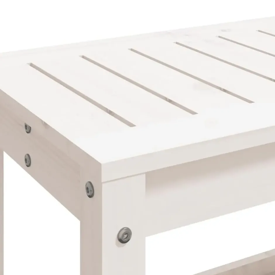vidaXL - Tuinbank met opbergruimte - Wit - Massief grenenhout - 108x35x45 cm