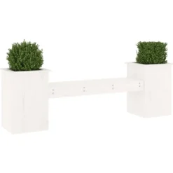 vidaXL -Tuinbank met plantenbakken - Wit - Grenenhout - 184.5x39.5x56.5 cm