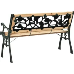 vidaXL - Tuinbank met rugleuning rozenpatroon - Metaal en Hout - 116 cm
