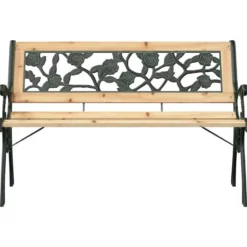 vidaXL - Tuinbank met rugleuning rozenpatroon - Metaal en Hout - 116 cm