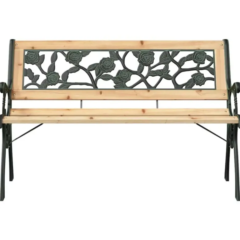 vidaXL - Tuinbank met rugleuning rozenpatroon - Metaal en Hout - 116 cm