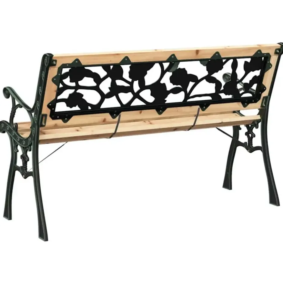 vidaXL - Tuinbank met rugleuning rozenpatroon - Metaal en Hout - 116 cm