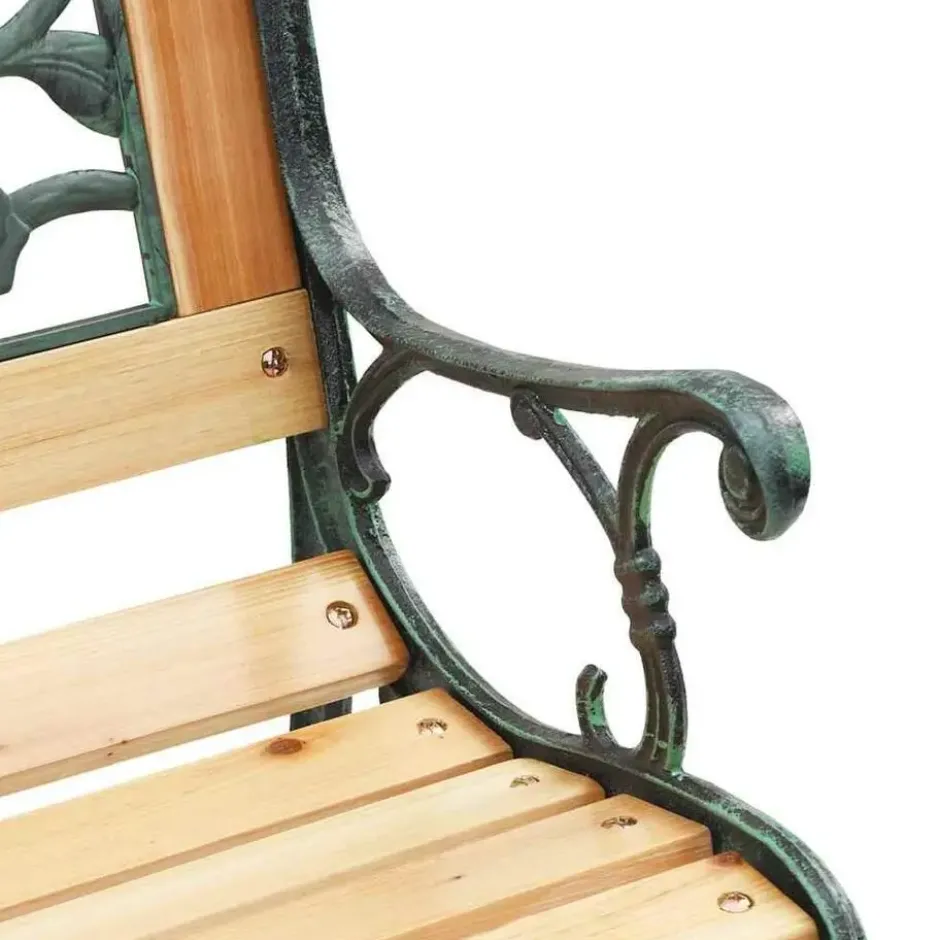 vidaXL - Tuinbank met rugleuning rozenpatroon - Metaal en Hout - 116 cm