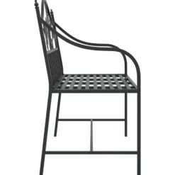 vidaXL Tuinbank met vogels en bloemen ontwerp -Zwart - Staal - 104x52.5x89 cm