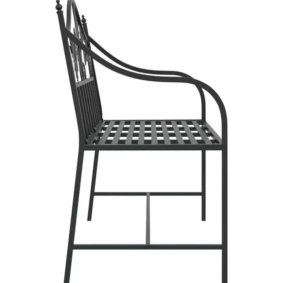 vidaXL Tuinbank met vogels en bloemen ontwerp -Zwart - Staal - 104x52.5x89 cm