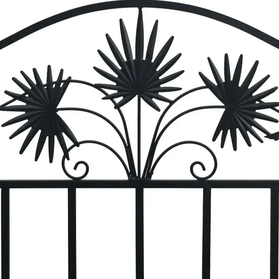 vidaXL Tuinbank met vogels en bloemen ontwerp -Zwart - Staal - 104x52.5x89 cm