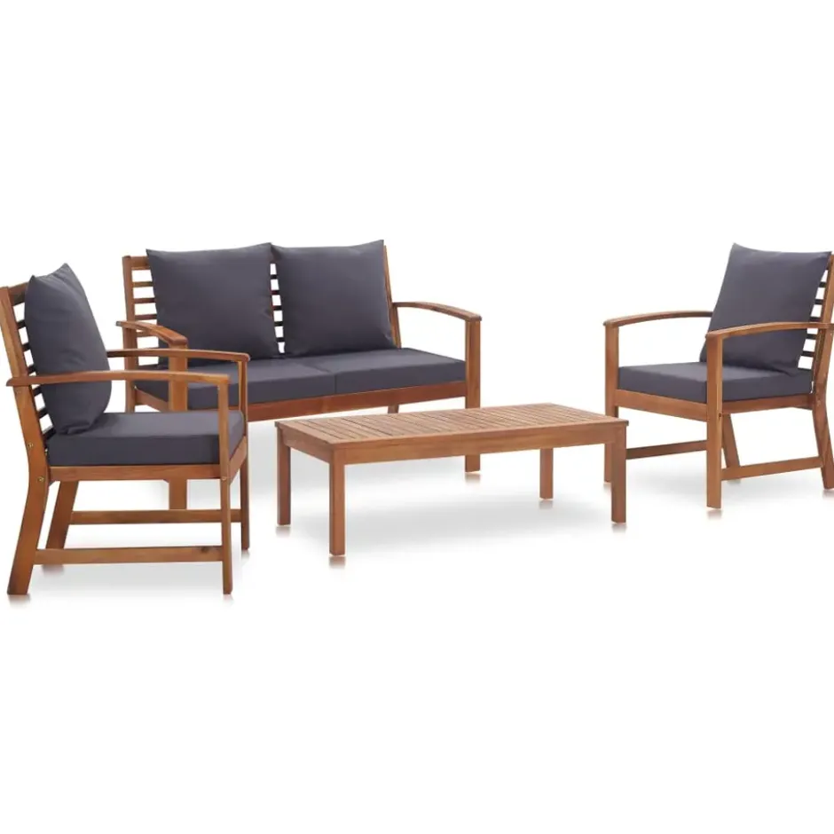 vidaXL - Tuinbank Set - Grijs - Hout