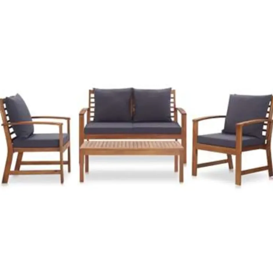 vidaXL - Tuinbank Set - Grijs - Hout