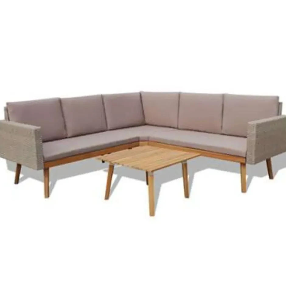vidaXL - Tuinbank Set - Grijs - Poly rattan