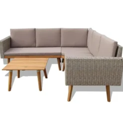 vidaXL - Tuinbank Set - Grijs - Poly rattan