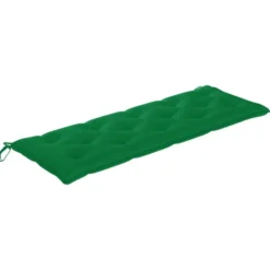 vidaXL - Tuinbank stapelbaar met groen kussen - Teakhout - 159x57.5x90 cm