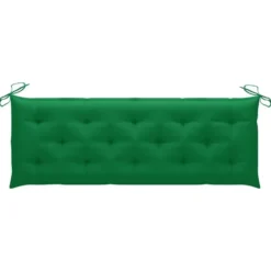 vidaXL - Tuinbank stapelbaar met groen kussen - Teakhout - 159x57.5x90 cm
