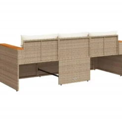 vidaXL - Tuinbank 3-zits - Beige - Poly rattan - Met kussens