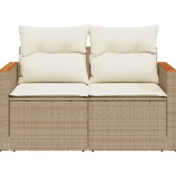 vidaXL - Tuinbank 2-zits - Beige - Poly rattan - Met kussens