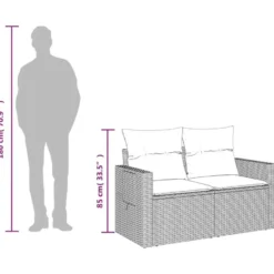 vidaXL - Tuinbank 2 -zits - Beige - Poly rattan - Met kussens