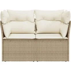 vidaXL - Tuinbank 2-zits - Beige - Poly rattan - Met kussens