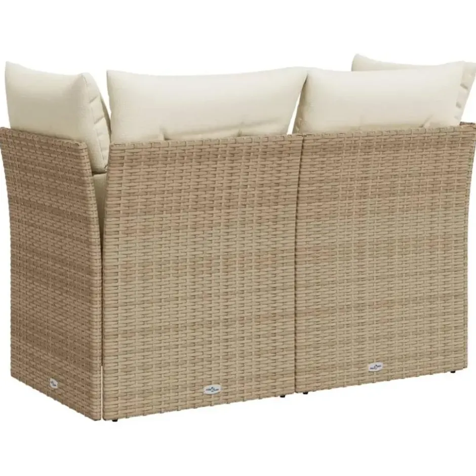 vidaXL - Tuinbank 2-zits - Beige - Poly rattan - Met kussens