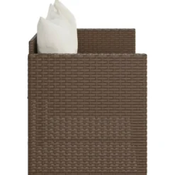 vidaXL - Tuinbank 3-zits - Bruin - Poly rattan - Met kussens