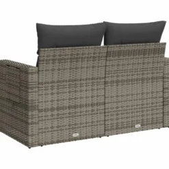vidaXL - Tuinbank 2-zits - Grijs - Poly rattan - Met kussens