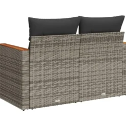 vidaXL - Tuinbank 2-zits - Grijs - Poly rattan - Met kussens