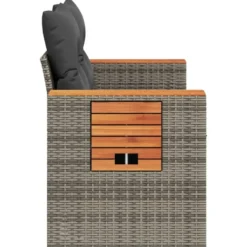 vidaXL - Tuinbank 2-zits - Grijs - Poly rattan - Met kussens