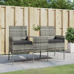 vidaXL - Tuinbank 2-zits met tafeltje - Antraciet - Poly rattan