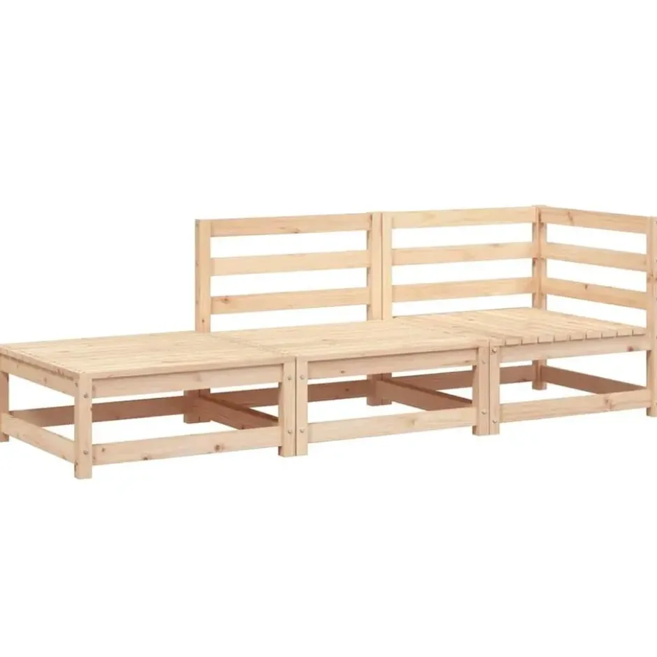 vidaXL - Tuinbank 2-zits met voetenbank - Naturel - Massief grenenhout