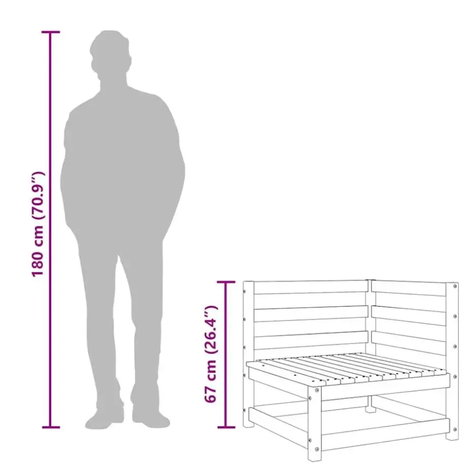 vidaXL - Tuinbank 2-zits met voetenbank - Naturel - Massief grenenhout