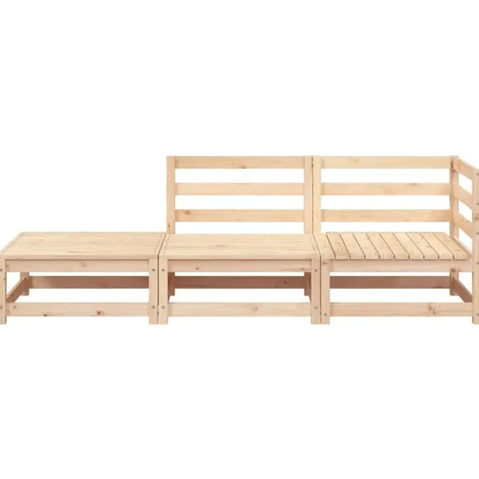 vidaXL - Tuinbank 2-zits met voetenbank - Naturel - Massief grenenhout