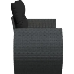 vidaXL - Tuinbank 2-zits - Zwart - Poly rattan - Met kussens