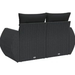 vidaXL - Tuinbank 2-zits - Zwart - Poly rattan - Met kussens