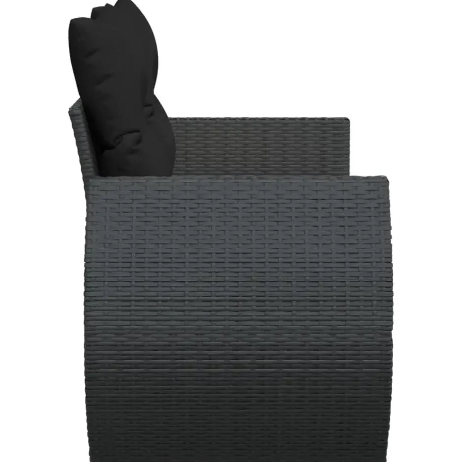 vidaXL - Tuinbank 2-zits - Zwart - Poly rattan - Met kussens