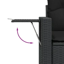 vidaXL - Tuinbank 2-zits - Zwart - Poly rattan - Met kussens