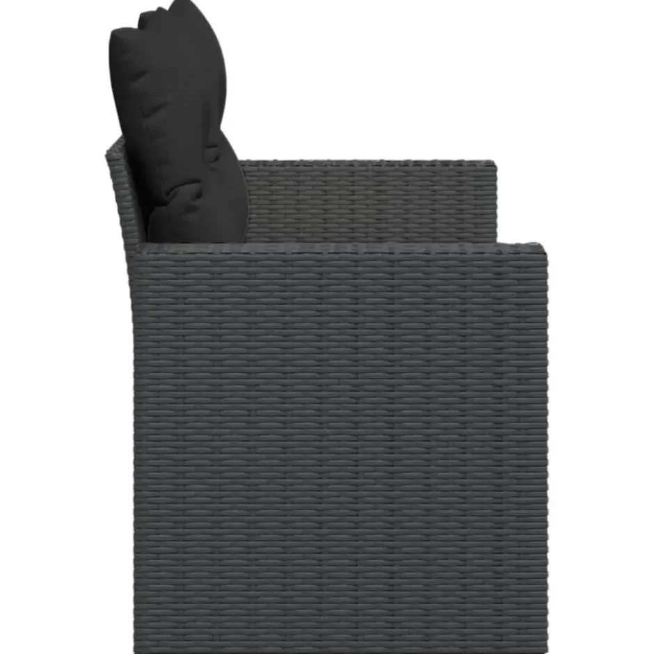 vidaXL - Tuinbank 2-zits - Zwart - Poly rattan - Met kussens