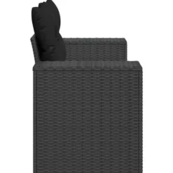 vidaXL - Tuinbank 2-zits - Zwart - Poly rattan - Met kussens