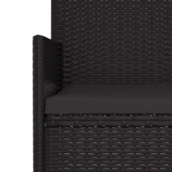 vidaXL - Tuinbank 2-zits - Zwart - Poly rattan - Met zwart kussens