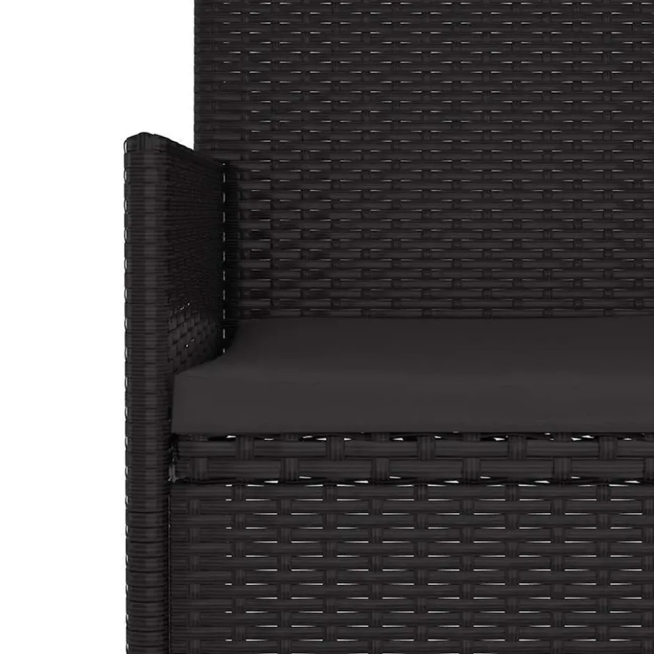 vidaXL - Tuinbank 2-zits - Zwart - Poly rattan - Met zwart kussens