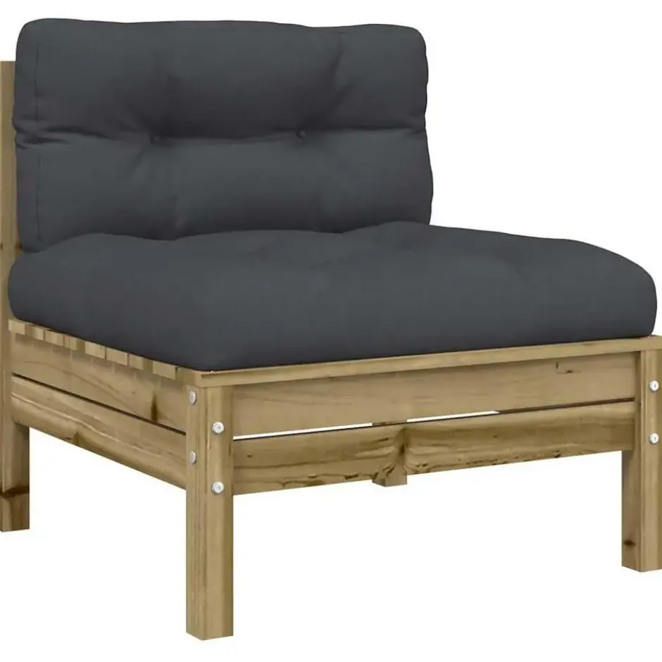 vidaXL - Tuinbank zonder armleuningen - Bruin - Hout - Met kussens