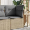 vidaXL - Tuinbank zonder armleuning - Beige - Poly rattan - Met kussens