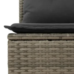 vidaXL - Tuinbank zonder armleuning - Grijs - Poly rattan - Met kussens