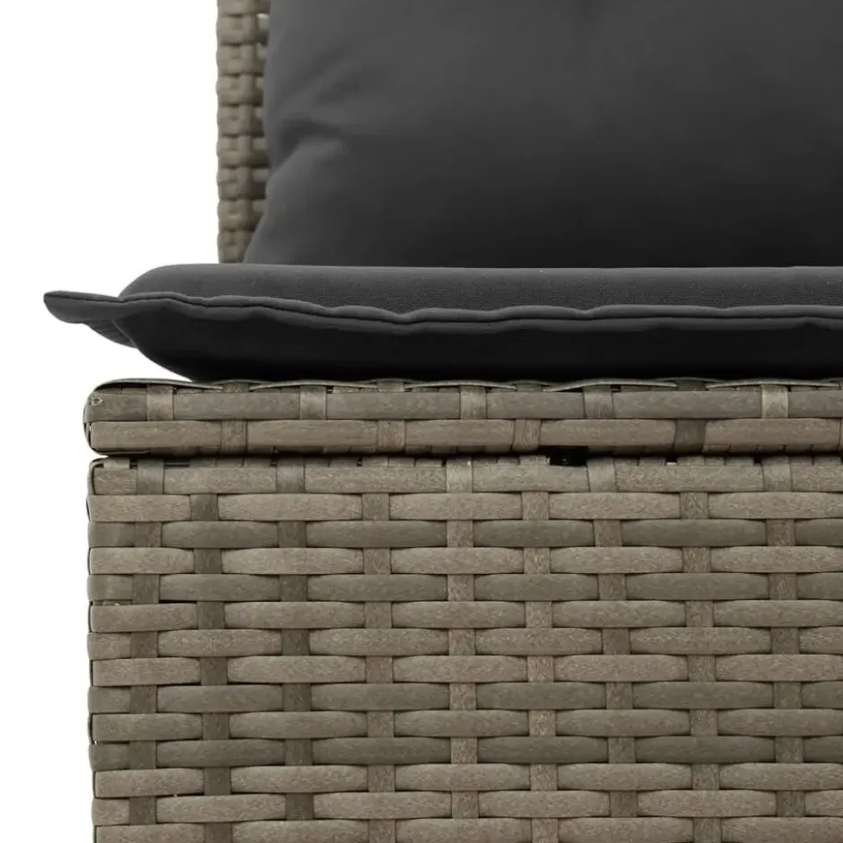 vidaXL - Tuinbank zonder armleuning - Grijs - Poly rattan - Met kussens