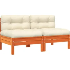 vidaXL - Tuinbank zonder armleuning - Bruin - Hout - 2 stuks - Met kussens