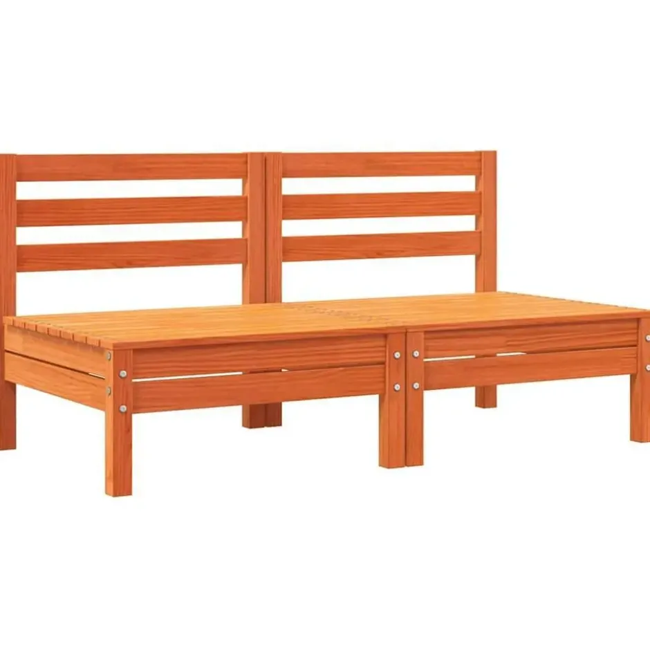 vidaXL - Tuinbank zonder armleuning - Bruin - Hout - 2 stuks - Met kussens