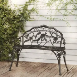 vidaXL - Tuinbank - Zwart - Aluminium