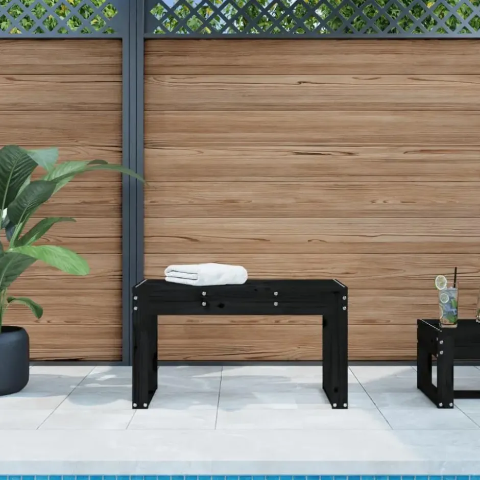 vidaXL - Tuinbank - Zwart - Massief grenenhout - 80x38x45 cm