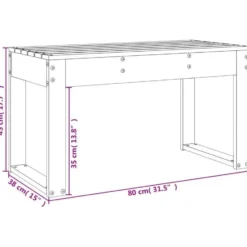 vidaXL - Tuinbank - Zwart - Massief grenenhout - 80x38x45 cm