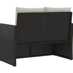 vidaXL - Tuinbank - Zwart - Poly rattan - 105 cm - Met kussens