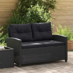 vidaXL - Tuinbank - Zwart - Poly rattan