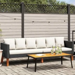 vidaXL - Tuinbank - Zwart - Poly rattan